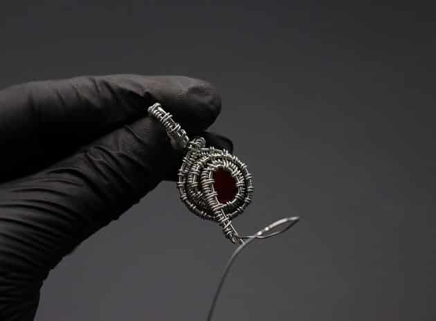 Wire-Wrapping Dainty Round Red Ruby Stone Pendant Tutorial 56
