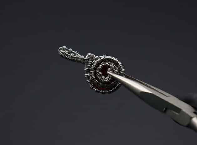 Wire-Wrapping Dainty Round Red Ruby Stone Pendant Tutorial 62