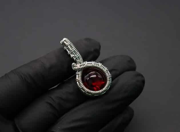 Wire-Wrapping Dainty Round Red Ruby Stone Pendant Tutorial 63