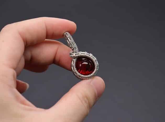 Wire-Wrapping Dainty Round Red Ruby Stone Pendant Tutorial 67