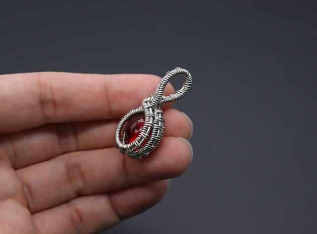 Wire-Wrapping Dainty Round Red Ruby Stone Pendant Tutorial 68