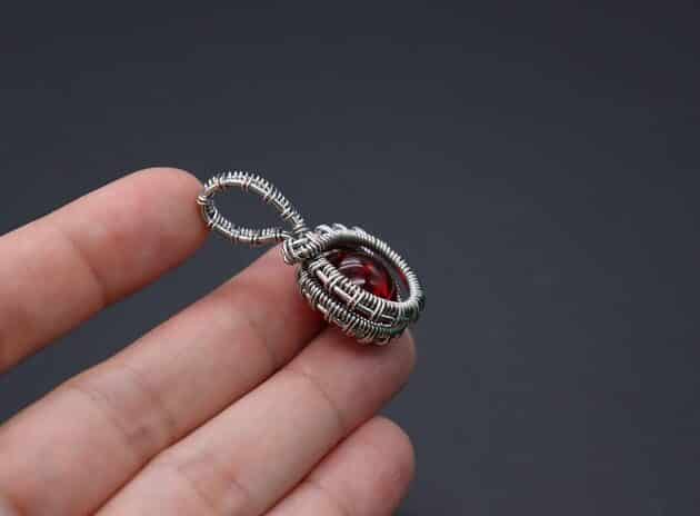 Wire-Wrapping Dainty Round Red Ruby Stone Pendant Tutorial 69