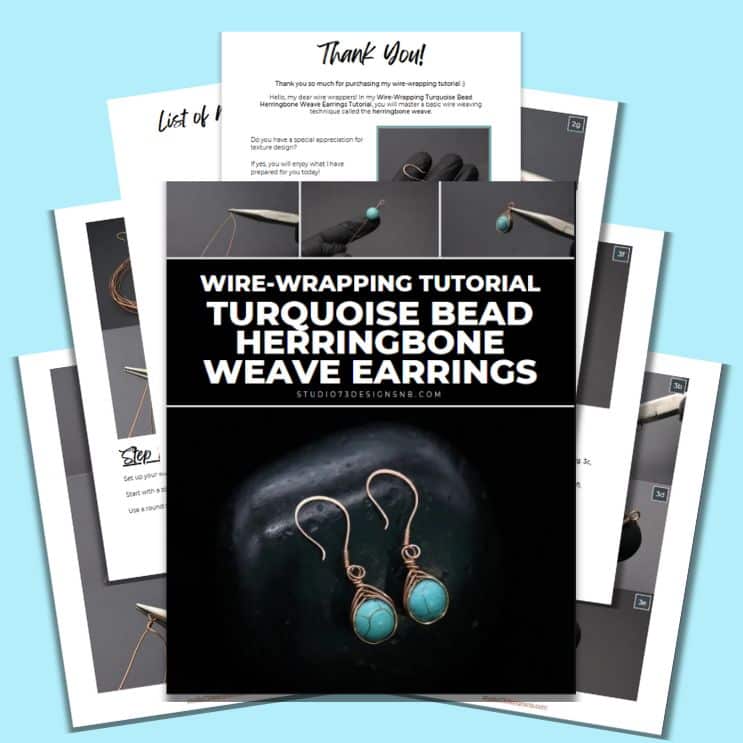 TURQUOISE BEAD HERRINGBONE WEAVE EARRINGS TUTORIAL-Cover