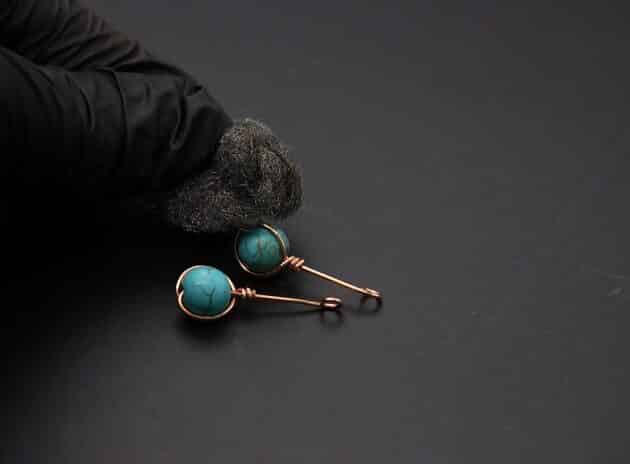 Wire-Wrapping Simple Single Turquoise Bead Drop Earrings Tutorial 34
