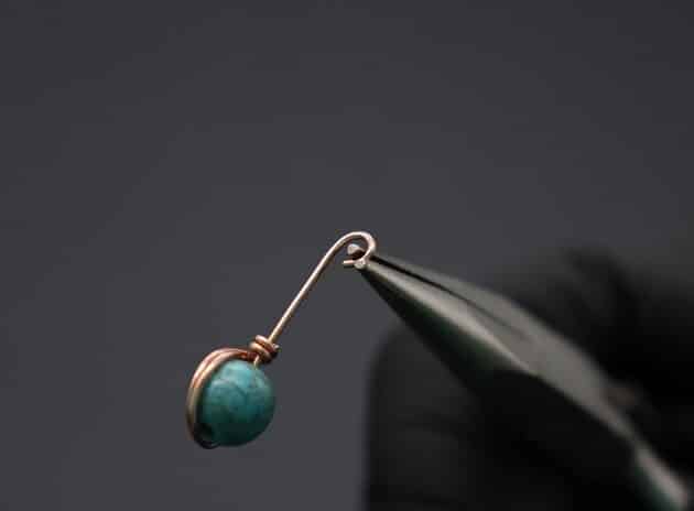 Wire-Wrapping Simple Single Turquoise Bead Drop Earrings Tutorial 36
