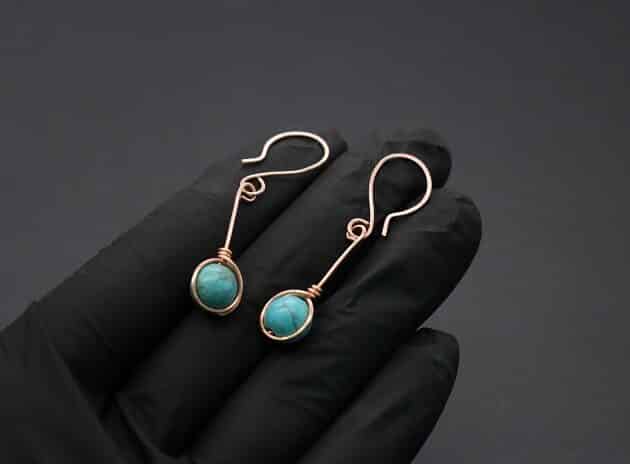 Wire-Wrapping Simple Single Turquoise Bead Drop Earrings Tutorial 39