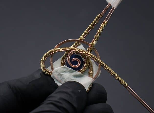 Wire Wrapping Abstract Geometric Round Gemstone Pendant Tutorial 45