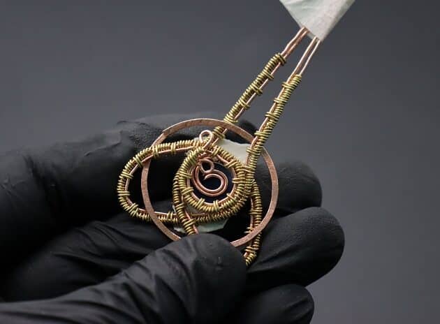Wire Wrapping Abstract Geometric Round Gemstone Pendant Tutorial 48