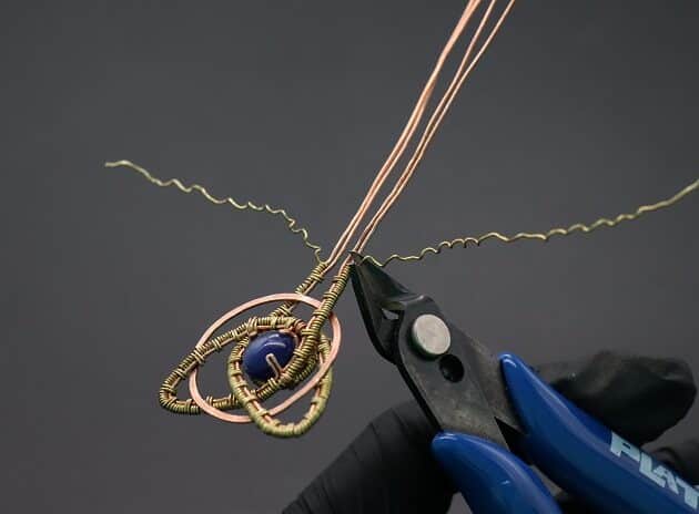 Wire Wrapping Abstract Geometric Round Gemstone Pendant Tutorial 57