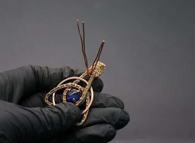 Wire Wrapping Abstract Geometric Round Gemstone Pendant Tutorial 82