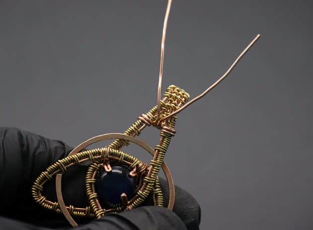 Wire Wrapping Abstract Geometric Round Gemstone Pendant Tutorial 87