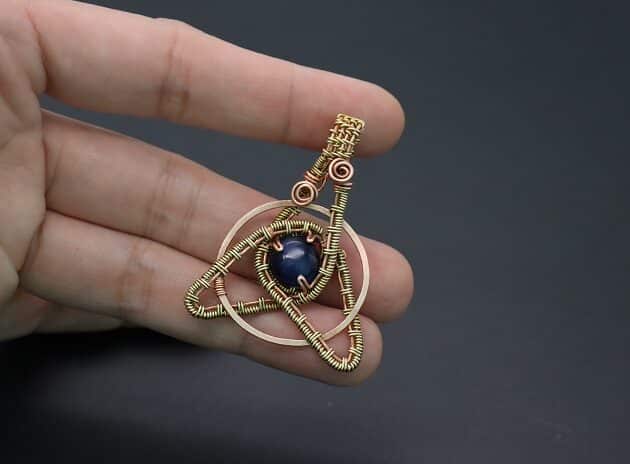 Wire Wrapping Abstract Geometric Round Gemstone Pendant Tutorial 96