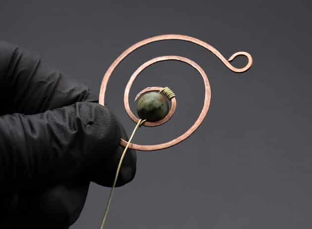 Wire-Wrapping Elegant Gold Copper Nautilus Bead Pendant Tutorial 26