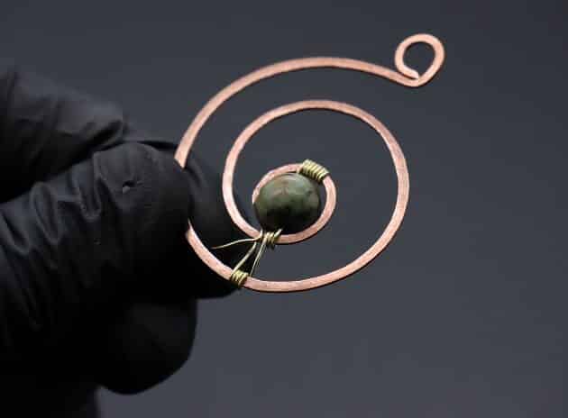 Wire-Wrapping Elegant Gold Copper Nautilus Bead Pendant Tutorial 31
