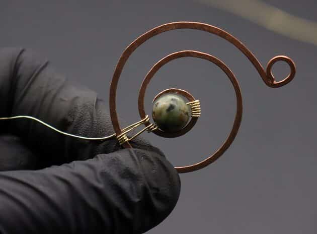 Wire-Wrapping Elegant Gold Copper Nautilus Bead Pendant Tutorial 34