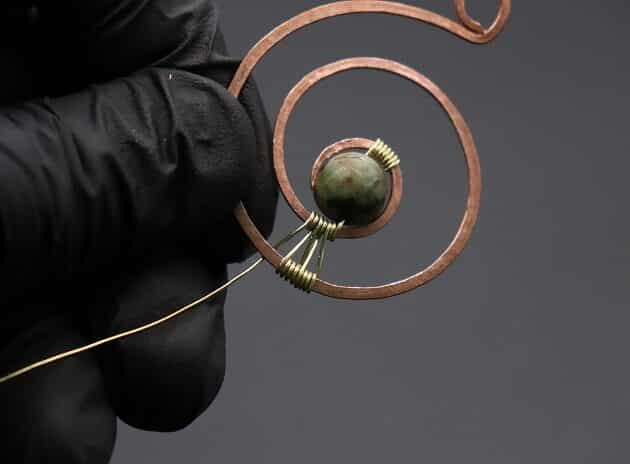 Wire-Wrapping Elegant Gold Copper Nautilus Bead Pendant Tutorial 38