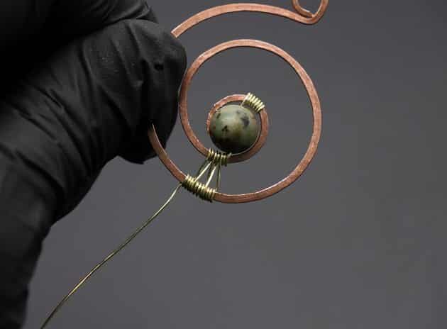 Wire-Wrapping Elegant Gold Copper Nautilus Bead Pendant Tutorial 39