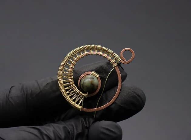 Wire-Wrapping Elegant Gold Copper Nautilus Bead Pendant Tutorial 41