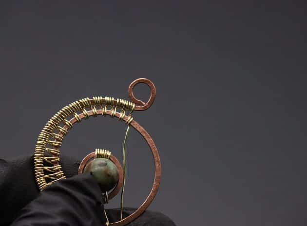 Wire-Wrapping Elegant Gold Copper Nautilus Bead Pendant Tutorial 42
