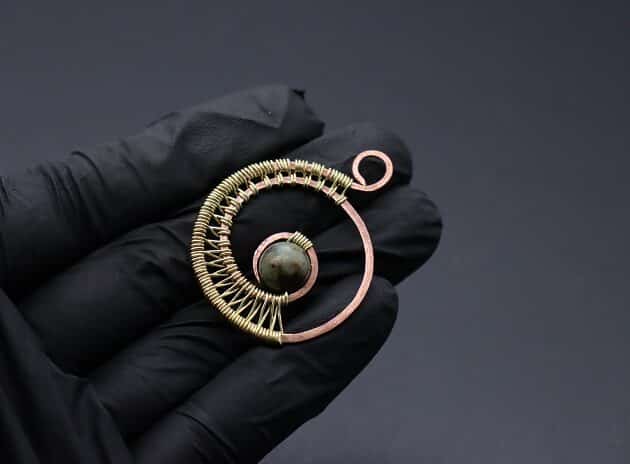 Wire-Wrapping Elegant Gold Copper Nautilus Bead Pendant Tutorial 44