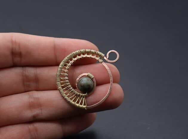 Wire-Wrapping Elegant Gold Copper Nautilus Bead Pendant Tutorial 46