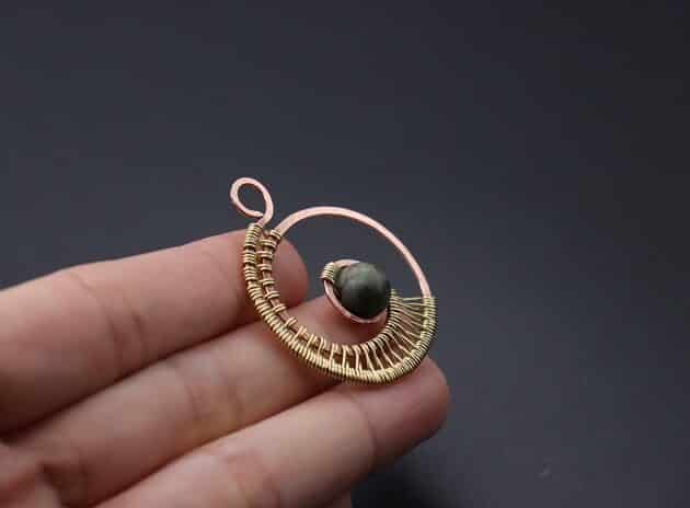 Wire-Wrapping Elegant Gold Copper Nautilus Bead Pendant Tutorial 47