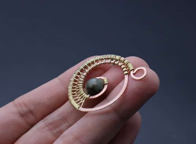 Wire-Wrapping Elegant Gold Copper Nautilus Bead Pendant Tutorial 48