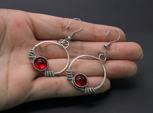 Wire-Wrapping Large Hammered Silver Circle Drop Earrings Tutorial 74