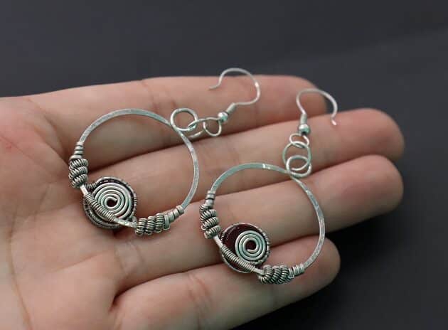 Wire-Wrapping Large Hammered Silver Circle Drop Earrings Tutorial 75