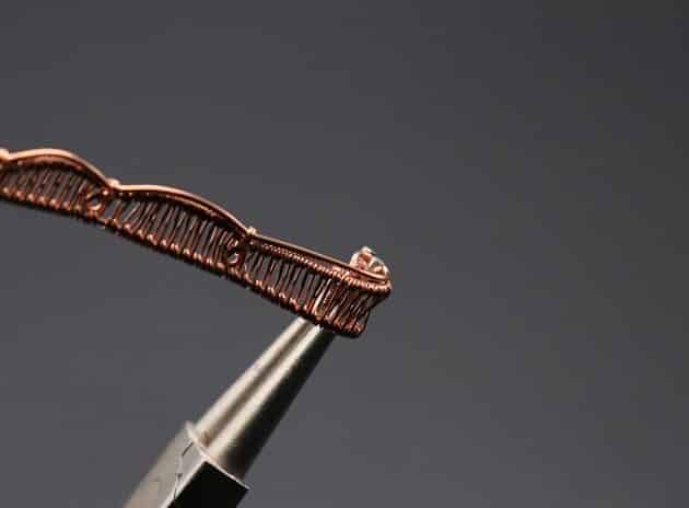 Wire-Wrapping Square Cabochon With Copper Flower Pendant Tutorial 18
