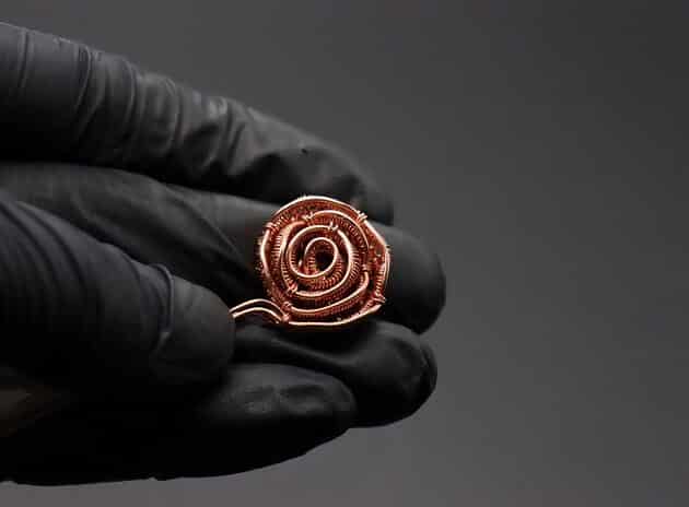 Wire-Wrapping Square Cabochon With Copper Flower Pendant Tutorial 20