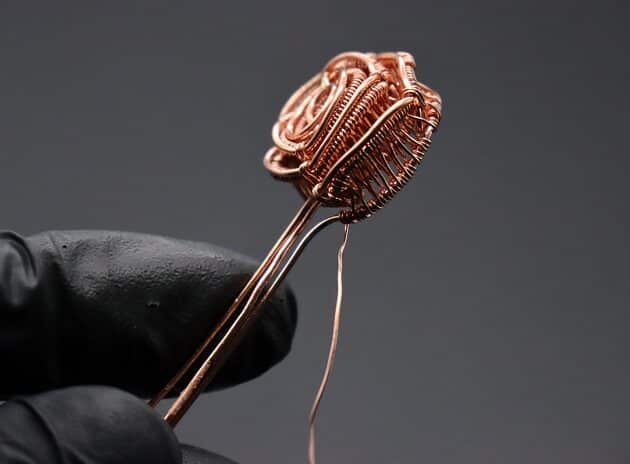 Wire-Wrapping Square Cabochon With Copper Flower Pendant Tutorial 22