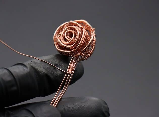 Wire-Wrapping Square Cabochon With Copper Flower Pendant Tutorial 23