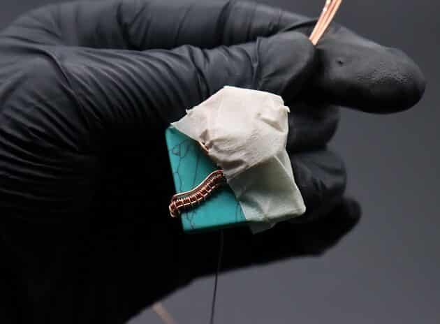 Wire-Wrapping Square Cabochon With Copper Flower Pendant Tutorial 25