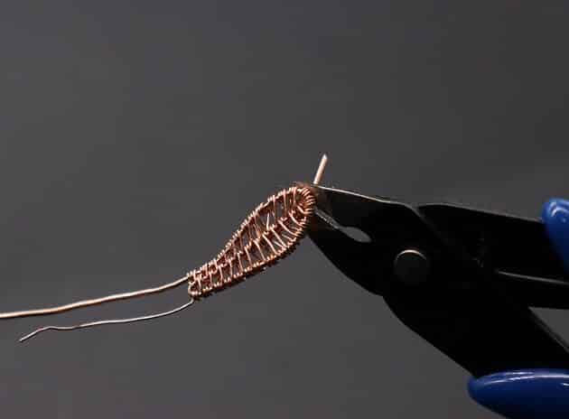 Wire-Wrapping Square Cabochon With Copper Flower Pendant Tutorial 45