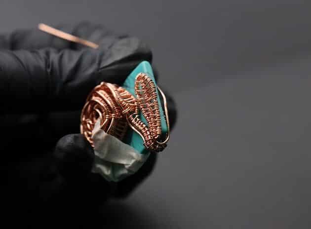 Wire-Wrapping Square Cabochon With Copper Flower Pendant Tutorial 48