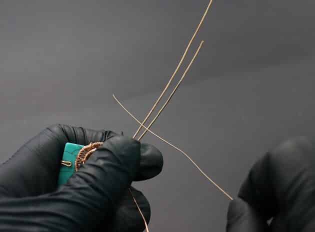 Wire-Wrapping Square Cabochon With Copper Flower Pendant Tutorial 59