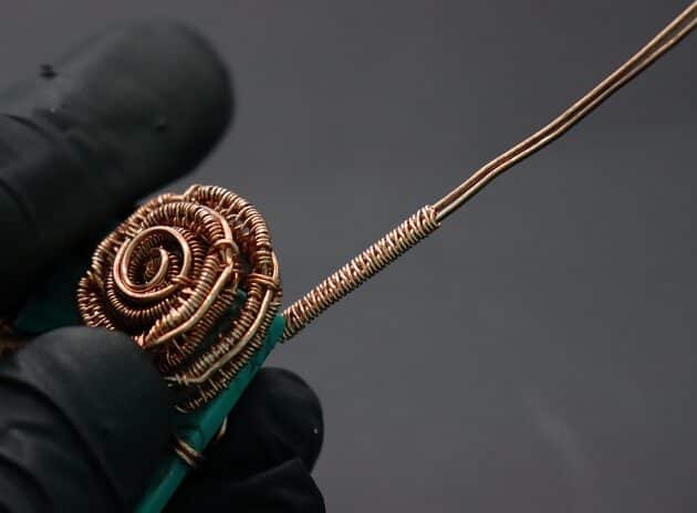 Wire-Wrapping Square Cabochon With Copper Flower Pendant Tutorial 62