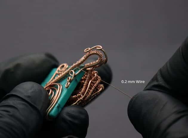 Wire-Wrapping Square Cabochon With Copper Flower Pendant Tutorial 70