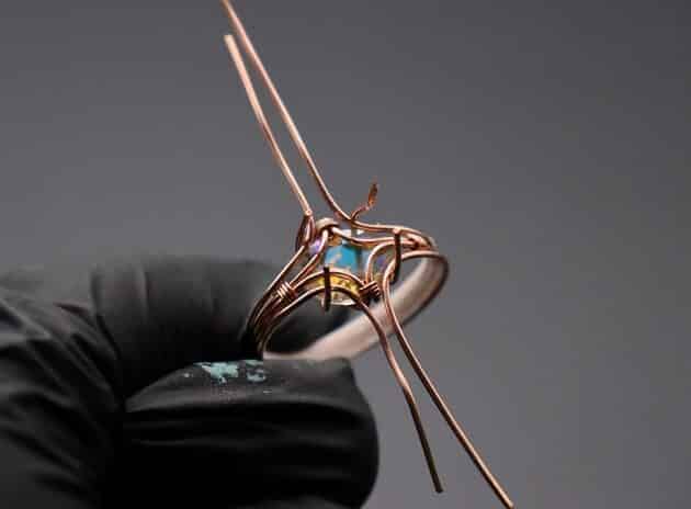 Wire-Wrapping Eugene Oval Diamond Woven Ring Band Tutorial 27