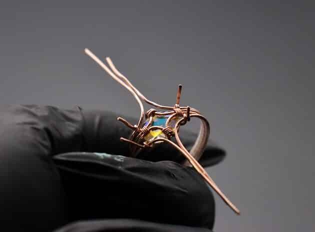 Wire-Wrapping Eugene Oval Diamond Woven Ring Band Tutorial 29