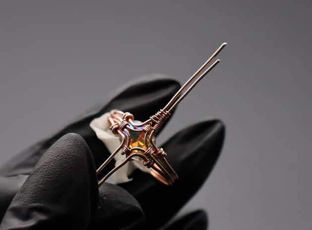 Wire-Wrapping Eugene Oval Diamond Woven Ring Band Tutorial 34