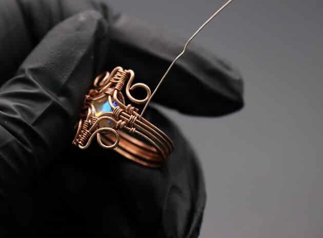 Wire-Wrapping Eugene Oval Diamond Woven Ring Band Tutorial 52