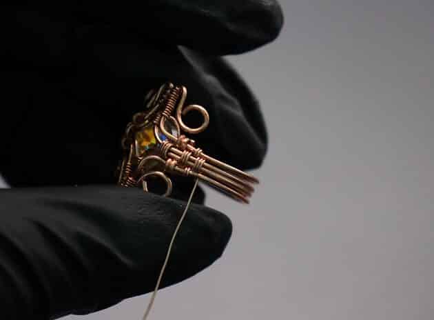 Wire-Wrapping Eugene Oval Diamond Woven Ring Band Tutorial 54