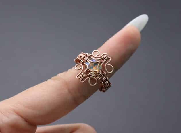 Wire-Wrapping Eugene Oval Diamond Woven Ring Band Tutorial 64