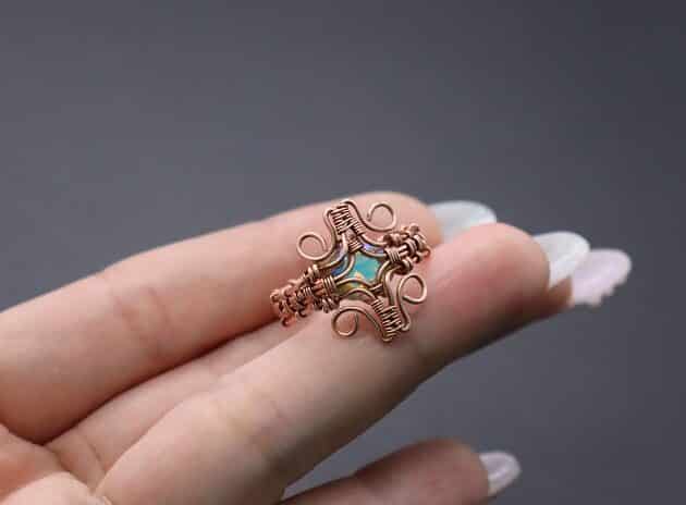 Wire-Wrapping Eugene Oval Diamond Woven Ring Band Tutorial 65