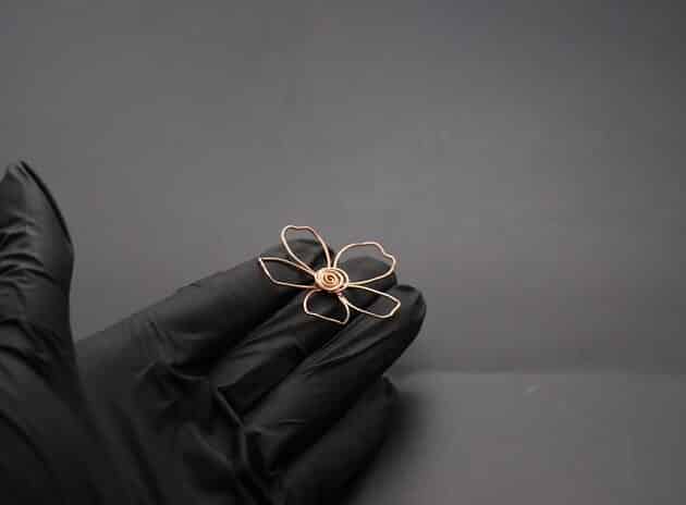 Wire-Wrapping Large Copper Wire Flower Drop Earrings Tutorial 17