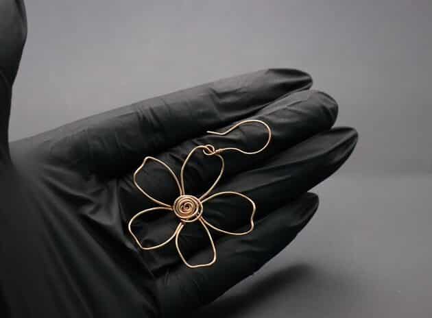 Wire-Wrapping Large Copper Wire Flower Drop Earrings Tutorial 34