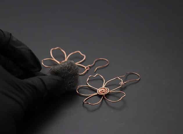 Wire-Wrapping Large Copper Wire Flower Drop Earrings Tutorial 36