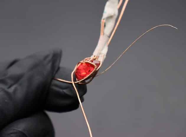 Wire-Wrapping Copper Rose With Heart Shaped Ruby Pendant Tutorial 23